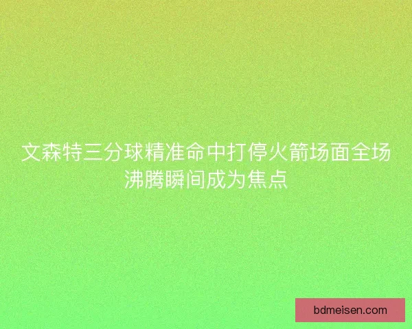 文森特三分球精准命中打停火箭场面全场沸腾瞬间成为焦点